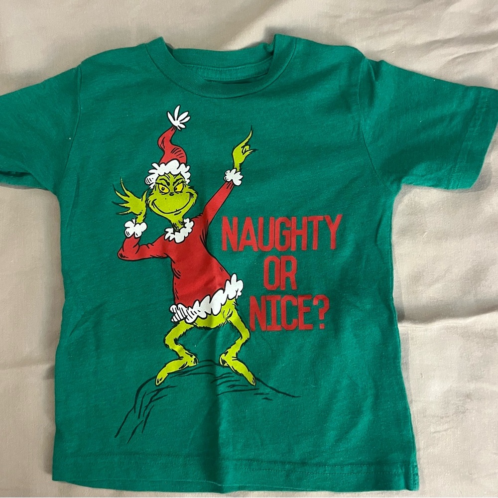 Green Grinch Naughty or Nice Toddler T-Shirt